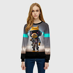 Свитшот женский Малютка-капибара - нейросеть - киберпанк, цвет: 3D-черный — фото 2