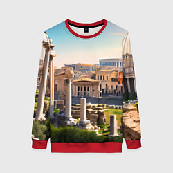 Свитшот женский Руины Рима, цвет: 3D-красный