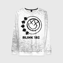 Женский свитшот Blink 182 с потертостями на светлом фоне