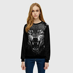 Свитшот женский Злой волчара, цвет: 3D-черный — фото 2