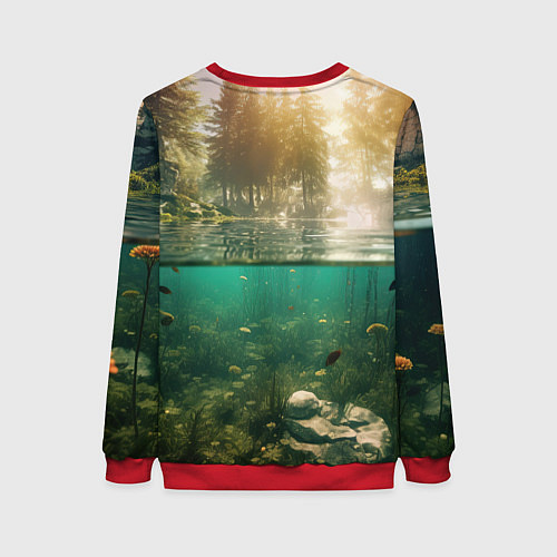 Женский свитшот Поводный мир и рыбы / 3D-Красный – фото 2