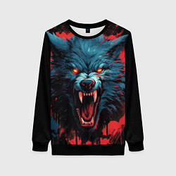 Свитшот женский Wolf black red, цвет: 3D-черный