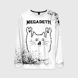 Женский свитшот Megadeth рок кот на светлом фоне