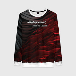 Свитшот женский Cyberpunk 2077 phantom liberty black red, цвет: 3D-белый
