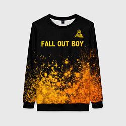 Свитшот женский Fall Out Boy - gold gradient: символ сверху, цвет: 3D-черный