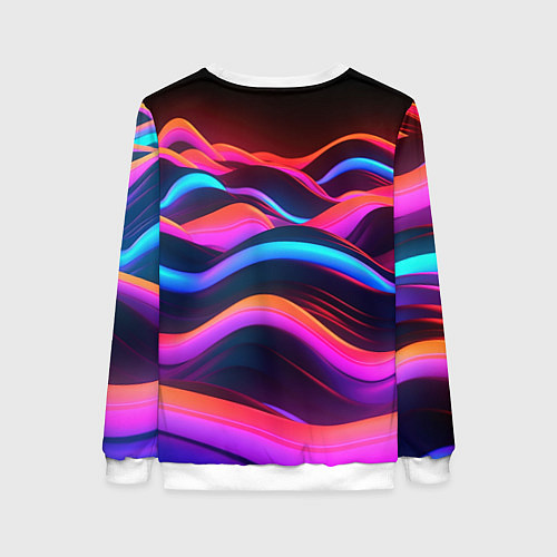 Женский свитшот Неоновые фиолетовые волны / 3D-Белый – фото 2