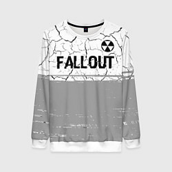 Свитшот женский Fallout glitch на светлом фоне: символ сверху, цвет: 3D-белый