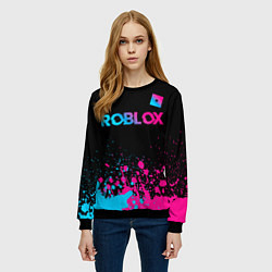 Свитшот женский Roblox - neon gradient: символ сверху, цвет: 3D-черный — фото 2
