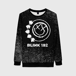 Женский свитшот Blink 182 с потертостями на темном фоне