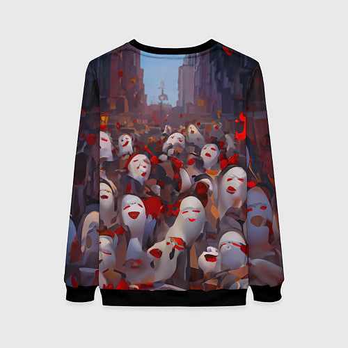 Женский свитшот Ху тао с призраками - Геншин / 3D-Черный – фото 2