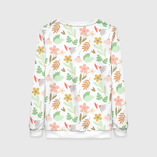 Женский свитшот Листики цветочки / 3D-Белый – фото 2