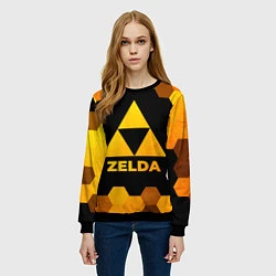 Свитшот женский Zelda - gold gradient, цвет: 3D-черный — фото 2