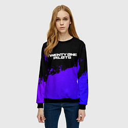 Свитшот женский Twenty One Pilots purple grunge, цвет: 3D-черный — фото 2