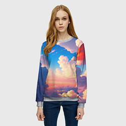 Свитшот женский Небо и облака, цвет: 3D-меланж — фото 2