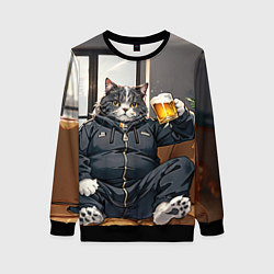Женский свитшот Толстый кот со стаканом пива
