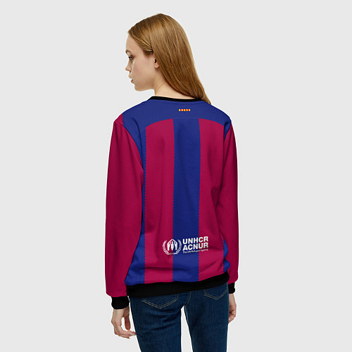 Женский свитшот ФК Барселона форма 2324 домашняя / 3D-Черный – фото 4