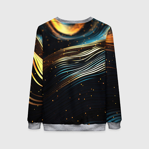 Женский свитшот Золотые волны на черном фоне / 3D-Меланж – фото 2