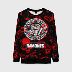 Свитшот женский Ramones rock glitch, цвет: 3D-черный