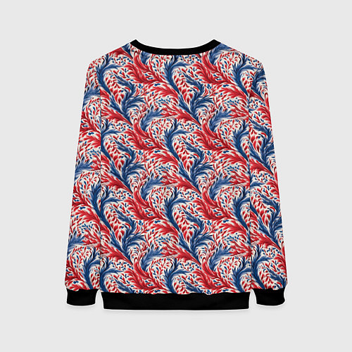 Женский свитшот Русские белые синие красные узоры / 3D-Черный – фото 2
