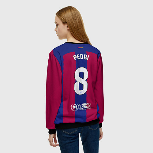 Женский свитшот Педри Барселона форма 2324 домашняя / 3D-Черный – фото 4