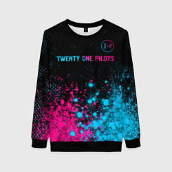 Свитшот женский Twenty One Pilots - neon gradient: символ сверху, цвет: 3D-черный