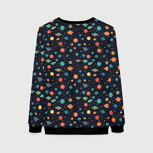 Женский свитшот Темный космос с планетами паттерн / 3D-Черный – фото 2