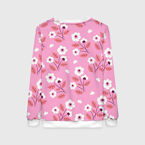 Женский свитшот Flowers on pink / 3D-Белый – фото 2