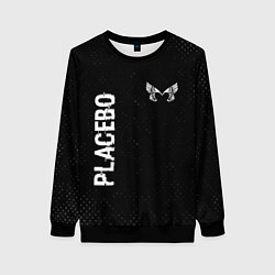 Женский свитшот Placebo glitch на темном фоне: надпись, символ