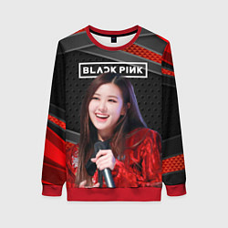 Свитшот женский Rose Blackpink black red, цвет: 3D-красный