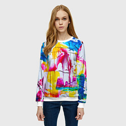 Свитшот женский Красочный принт, цвет: 3D-белый — фото 2