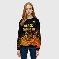 Свитшот женский Black Sabbath - gold gradient: символ сверху, цвет: 3D-черный — фото 2