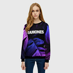 Свитшот женский Ramones neon monstera, цвет: 3D-черный — фото 2