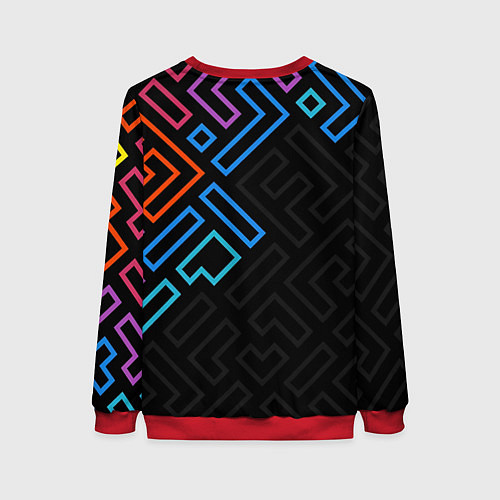 Женский свитшот Геометрические фигуры на тёмном фоне тетрис / 3D-Красный – фото 2