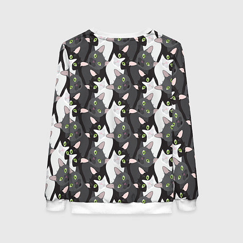 Женский свитшот Кошки с зелеными глазами / 3D-Белый – фото 2