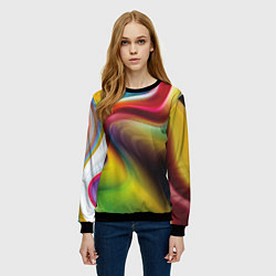 Свитшот женский Rainbow waves, цвет: 3D-черный — фото 2