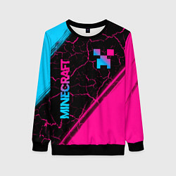 Свитшот женский Minecraft - neon gradient: надпись, символ, цвет: 3D-черный