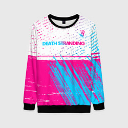 Женский свитшот Death Stranding neon gradient style: символ сверху