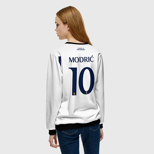 Женский свитшот Лука Модрич Реал Мадрид форма 2324 домашняя / 3D-Черный – фото 4