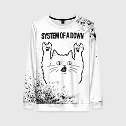 Женский свитшот System of a Down рок кот на светлом фоне