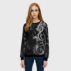 Свитшот женский White dragon - grunge, цвет: 3D-черный — фото 2