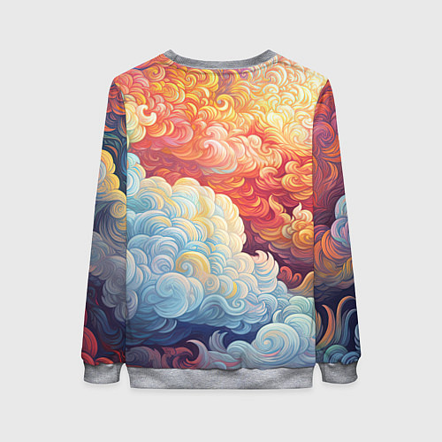 Женский свитшот Рыжий кот в цветных облаках / 3D-Меланж – фото 2