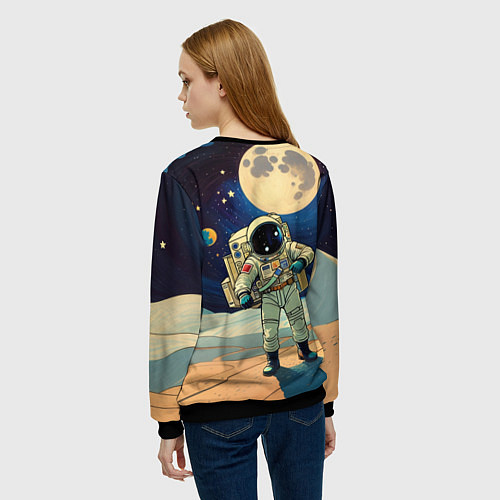 Женский свитшот Космонавт в ледяной пустыне / 3D-Черный – фото 4