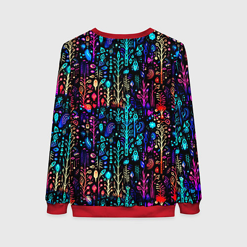 Женский свитшот Флуоресцентные Цветы / 3D-Красный – фото 2