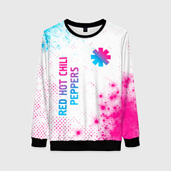 Свитшот женский Red Hot Chili Peppers neon gradient style: надпись, цвет: 3D-черный