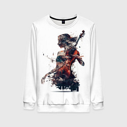 Женский свитшот Девушка со скрипкой абстракция