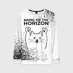 Женский свитшот Bring Me the Horizon рок кот на светлом фоне