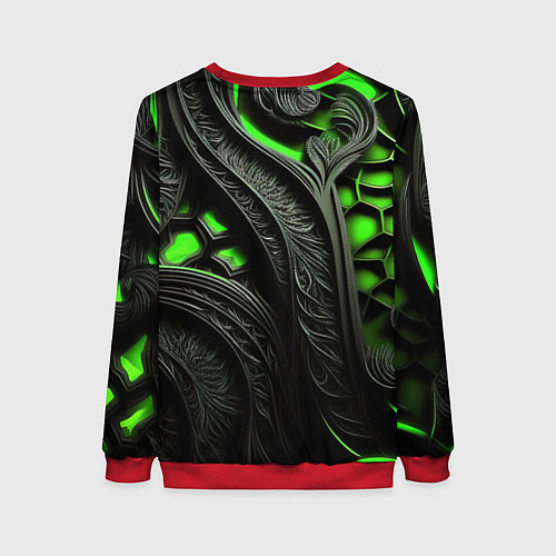 Женский свитшот Green black abstract / 3D-Красный – фото 2