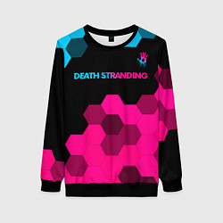 Свитшот женский Death Stranding - neon gradient: символ сверху, цвет: 3D-черный