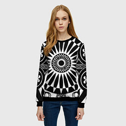 Свитшот женский Черно белый узор с радиусами, цвет: 3D-черный — фото 2