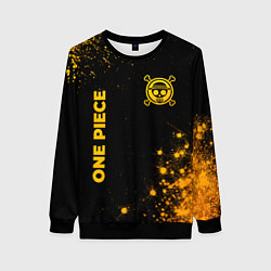 Свитшот женский One Piece - gold gradient: надпись, символ, цвет: 3D-черный